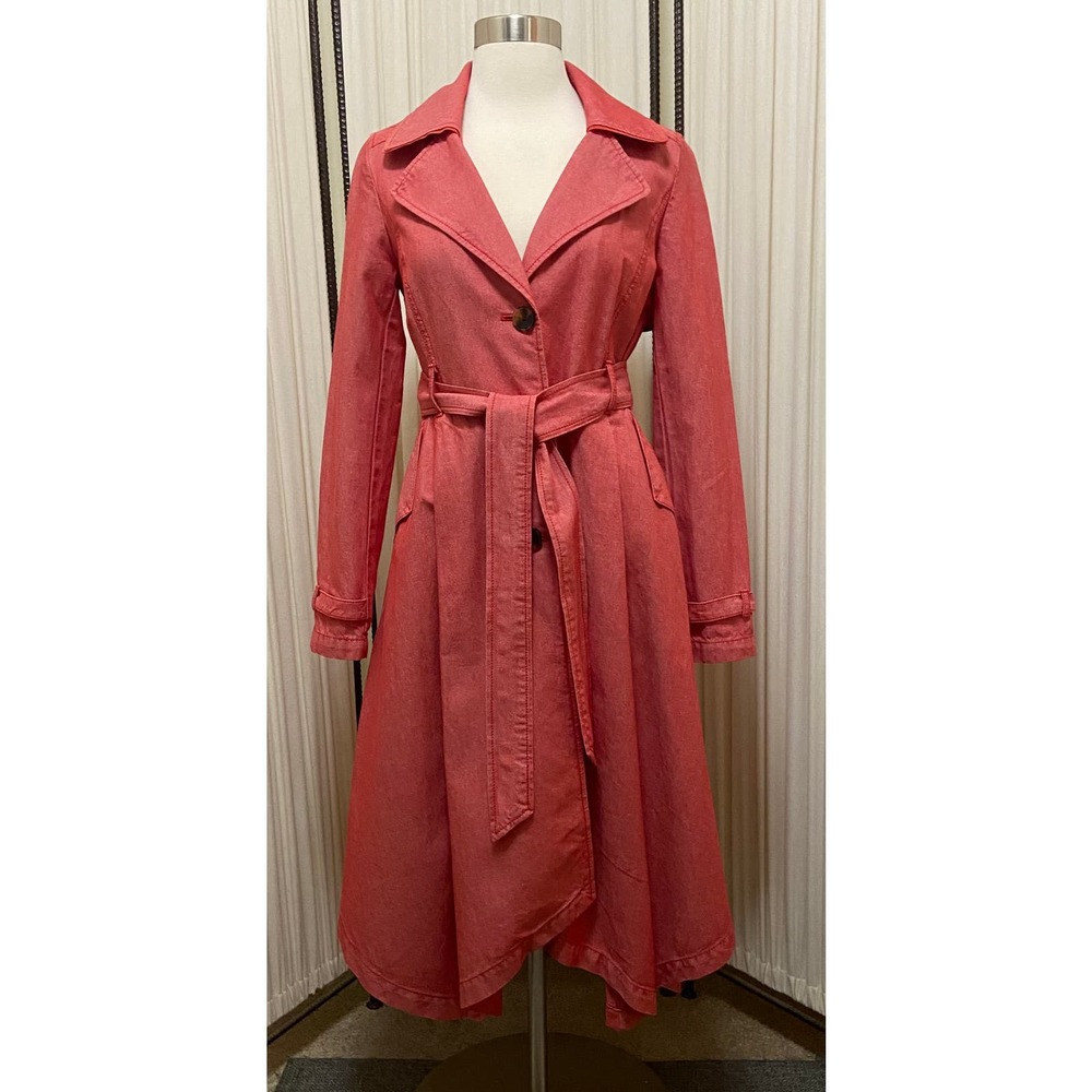 NWT Red Anthropologie Elle Trench Coat Discontinued- Size XS